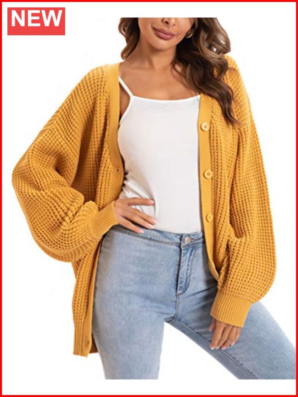 Oversized 100% Cotton Cardigan Sweater Button Down Knit